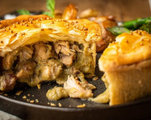 Load image into Gallery viewer, Braised Herb Fed Chicken and Bacon Yorkshire Handmade Pies
